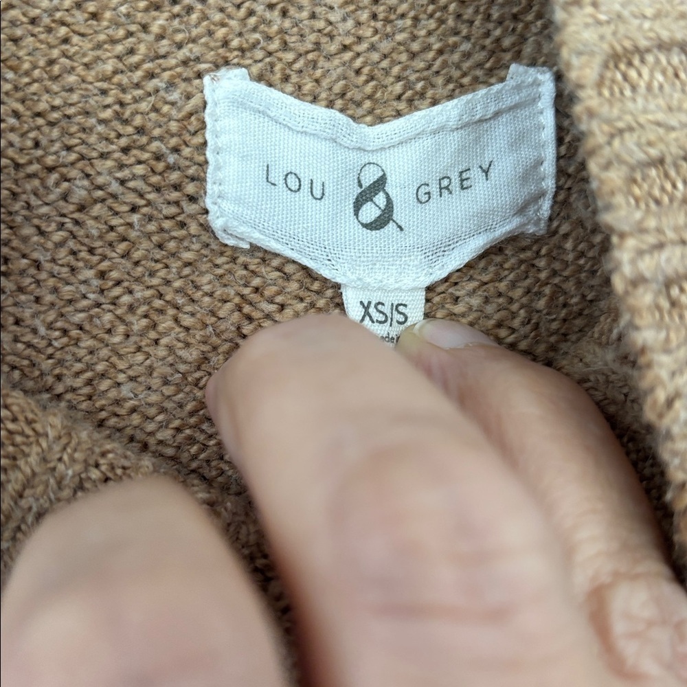 Lou & Grey Camel sleeveless oversized pullover Mock Neck poncho sweater XS/S - Picture 4 of 8